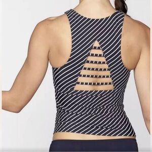 Athleta Black and White Striped Swim Top